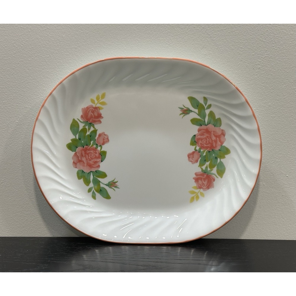 Vintage Corelle ELEGANT ROSE (12 1/4" x 10") SERVING PLATTER Plate Granny chic